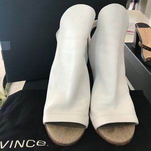 Vince Open-toe White wedge sandal